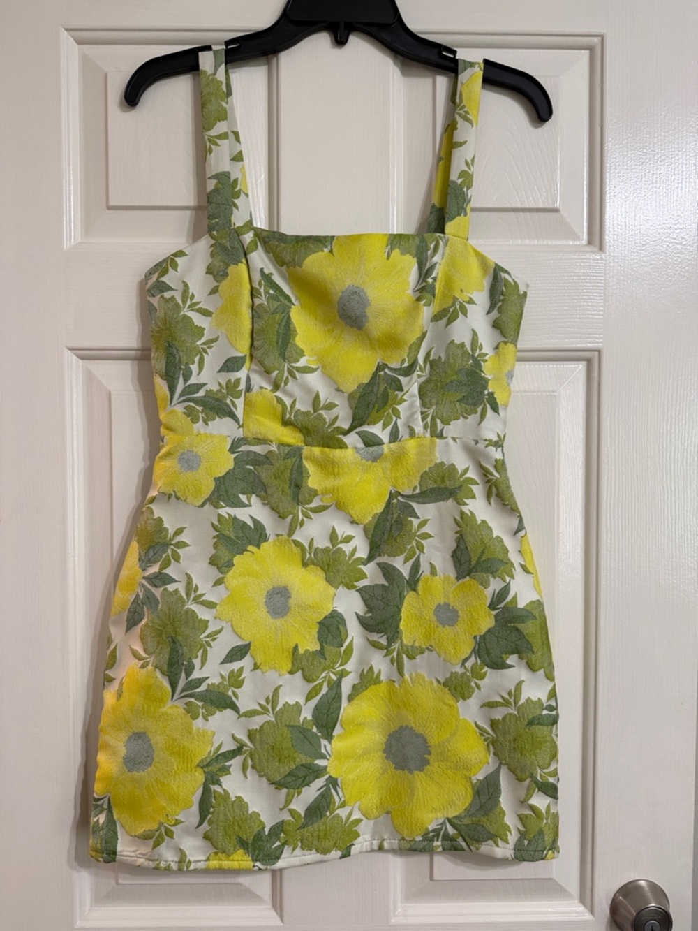 Lulu's Yellow & Green Floral Square-Neck Mini Dress